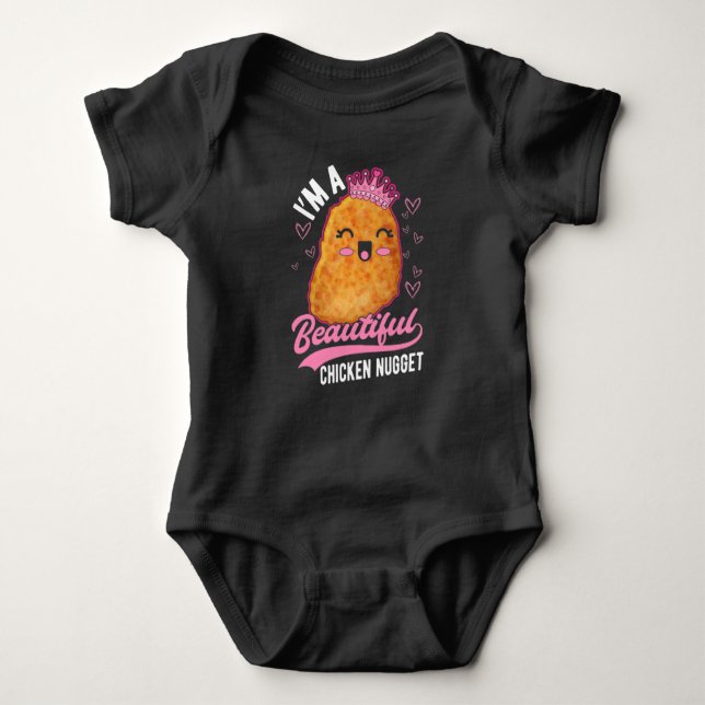 Cute Chicken Nugget Girl Foodie Queen Baby Strampler (Vorderseite)
