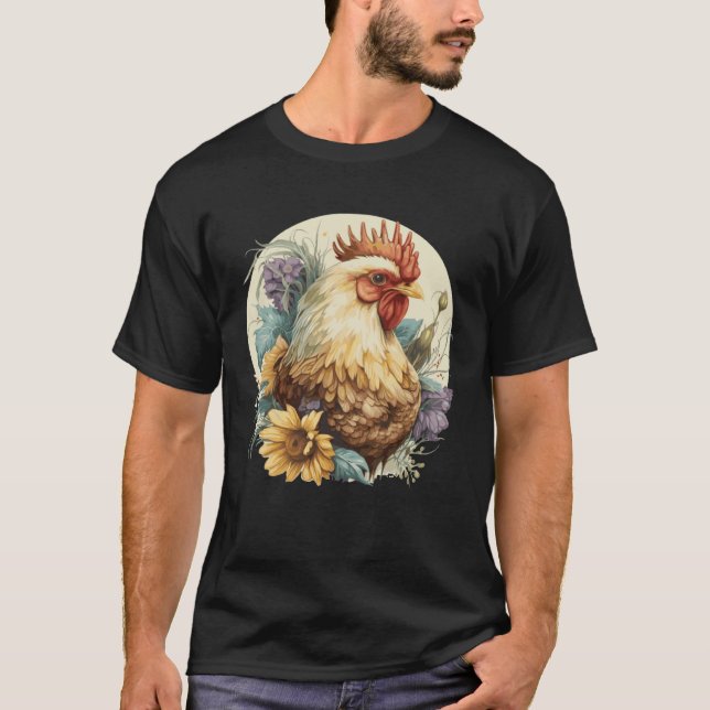 Cute Chicken Sunflower Chicken  Farm Animal T-Shirt (Vorderseite)