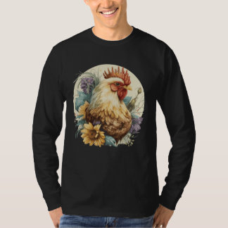 Cute Chicken Sunflower Chicken  Farm Animal T-Shirt