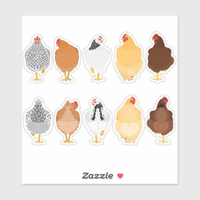 cute chickens front&back sticker set (Blatt)