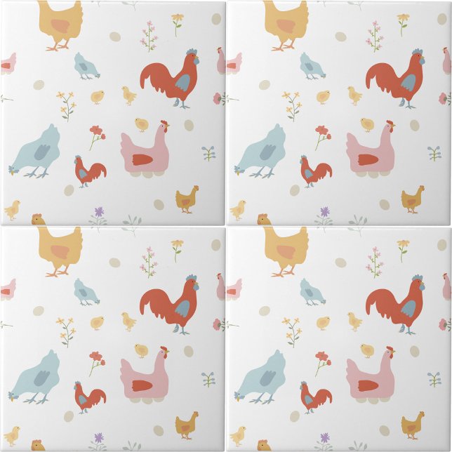 Cute Chickens Hens and Baby Chicks Kitchen Fliese (Cute Chickens Hens and Baby Chicks Kitchen Ceramic Tile)