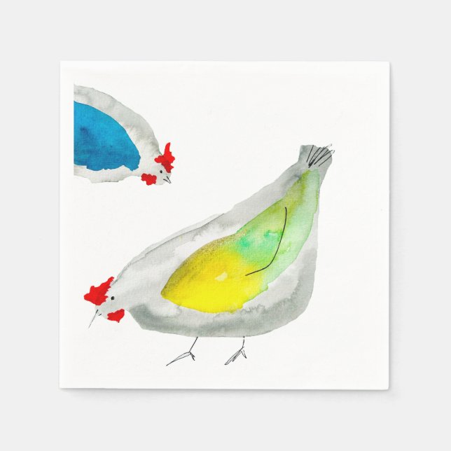 Cute chickens watercolor serviette (Vorderseite)