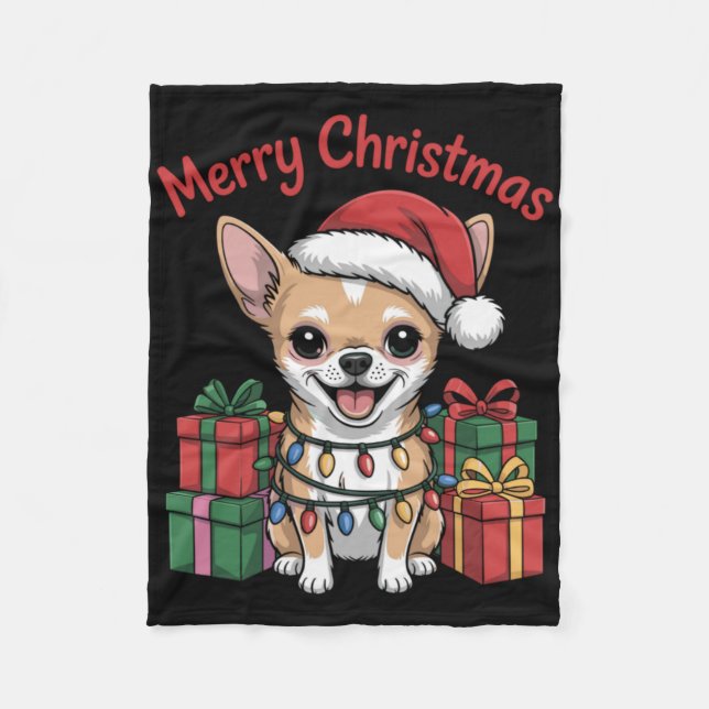 Cute Chihuahua Christmas Xmas Design Funny Dog Lov Fleecedecke (Vorderseite)