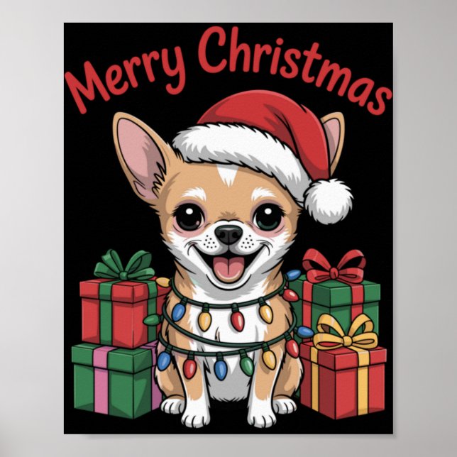 Cute Chihuahua Christmas Xmas Design Funny Dog Lov Poster (Vorne)
