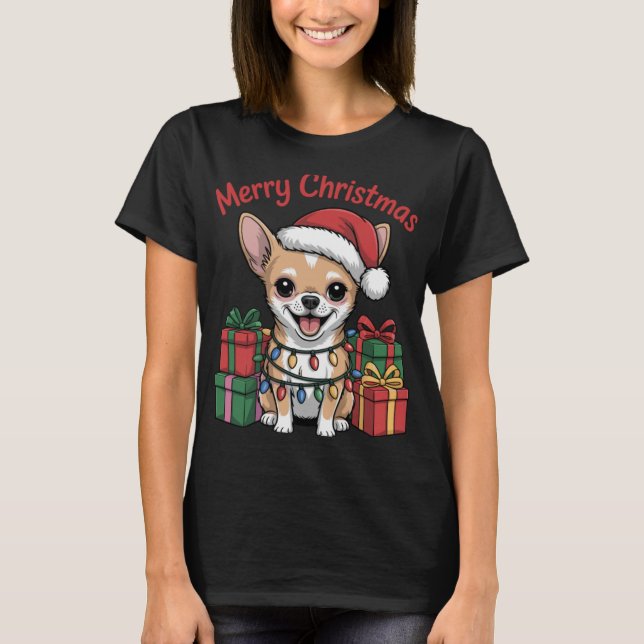 Cute Chihuahua Christmas Xmas Design Funny Dog Lov T-Shirt (Vorderseite)