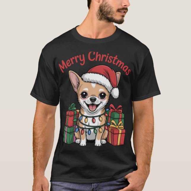 Cute Chihuahua Christmas Xmas Design Funny Dog Lov T-Shirt (Vorderseite)