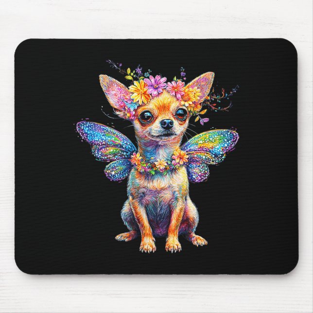 Cute Chihuahua Dog Angel With Wings  Mousepad (Vorne)