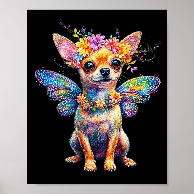Cute Chihuahua Dog Angel With Wings  Poster (Vorne)