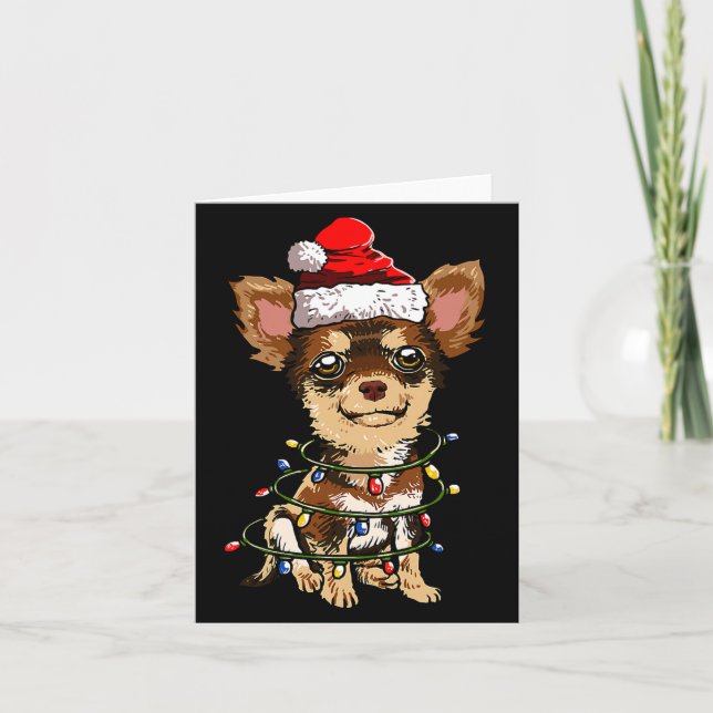 Cute Chihuahua Santa Christmas Tree Lights Xmas Do Karte (Vorderseite)