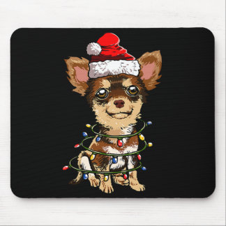 Cute Chihuahua Santa Christmas Tree Lights Xmas Do Mousepad