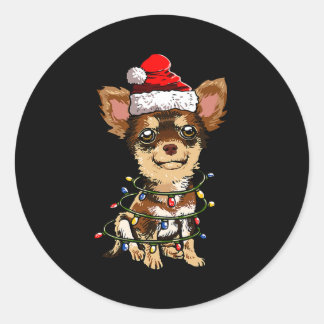 Cute Chihuahua Santa Christmas Tree Lights Xmas Do Runder Aufkleber