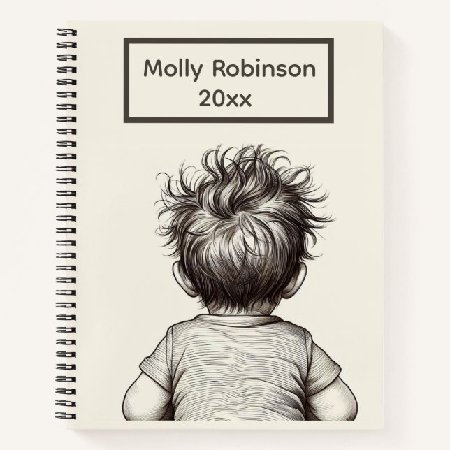 Cute Child Messy Hair Personalize Notizbuch (Vorderseite)