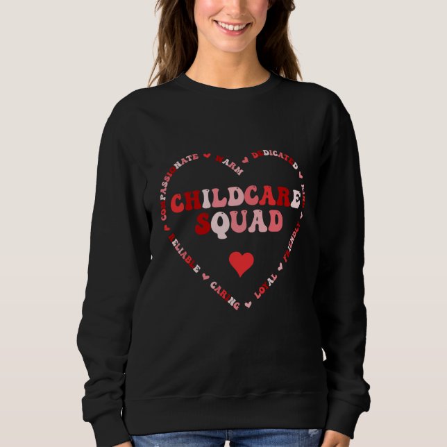 Cute Childcare Squad Valentines Day Heart Sweatshirt (Vorderseite)