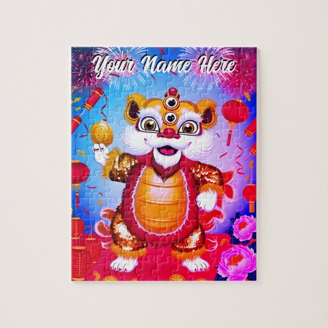 Cute Chinese Lion Dance Jigsaw Puzzle (Vertikal)