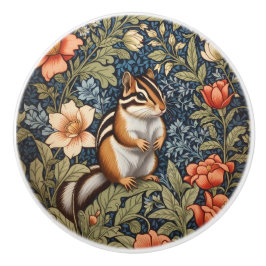 Cute Chipmunk William Morris Inspired Floral Keramikknauf