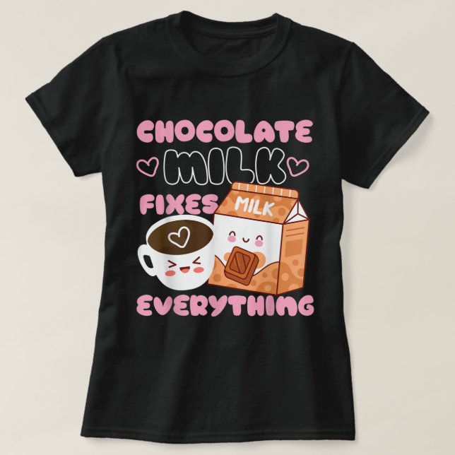 Cute Chocolate Milk Kawaii Design T-Shirt (Design vorne)