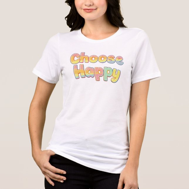 Cute "Choose Happy" Pastel Rainbow Tri-Blend Shirt (Vorderseite)