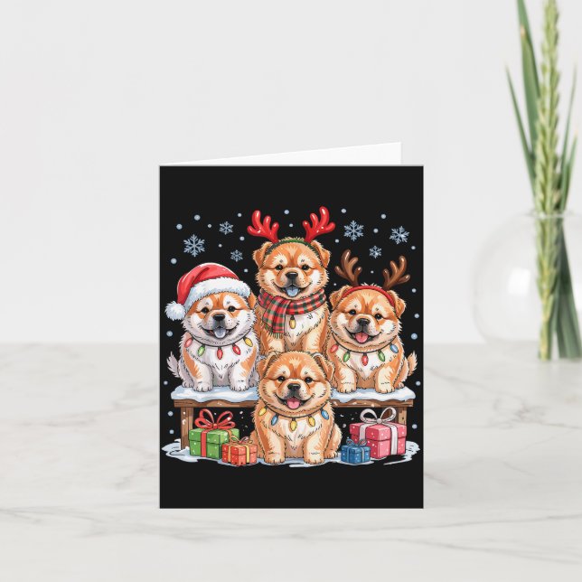 Cute Chow Chow Christmas Pupes Dog Lovers Funny Ho Karte (Vorderseite)