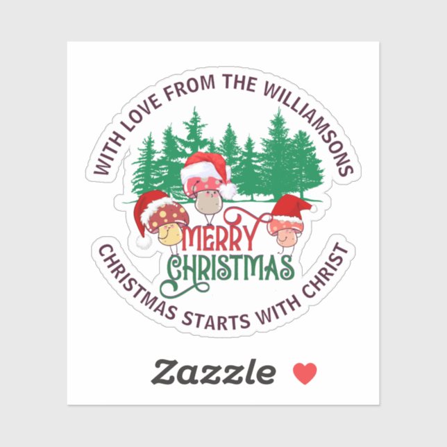 Cute Christian MERRY CHRISTMAS Mushroom Aufkleber (Blatt)