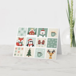 Cute Christmas and Winter Animal Clipart Set Karte