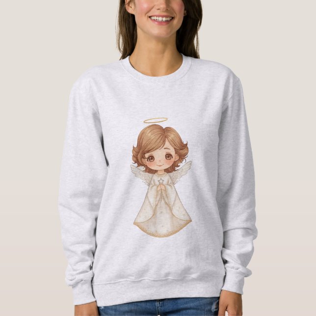 Cute Christmas Angel Illustration Sweatshirt (Vorderseite)