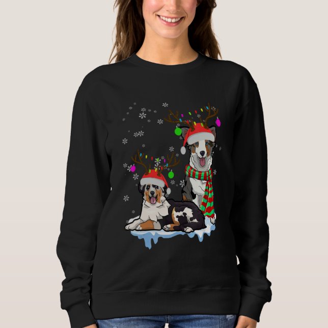 Cute Christmas Australian Shepherd Santa Hats Rein Sweatshirt (Vorderseite)