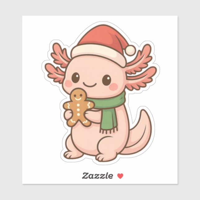 Cute Christmas Axolotl Sticker Kawaii Gingerbreard (Blatt)
