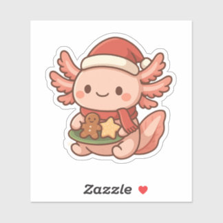 Cute Christmas Axolotl Sticker | Kawaii Holiday 