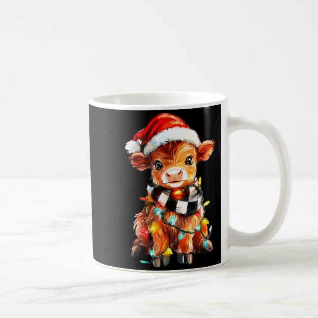 Cute Christmas Baby Highland Cow F Thanksgiving  Kaffeetasse (Rechts)