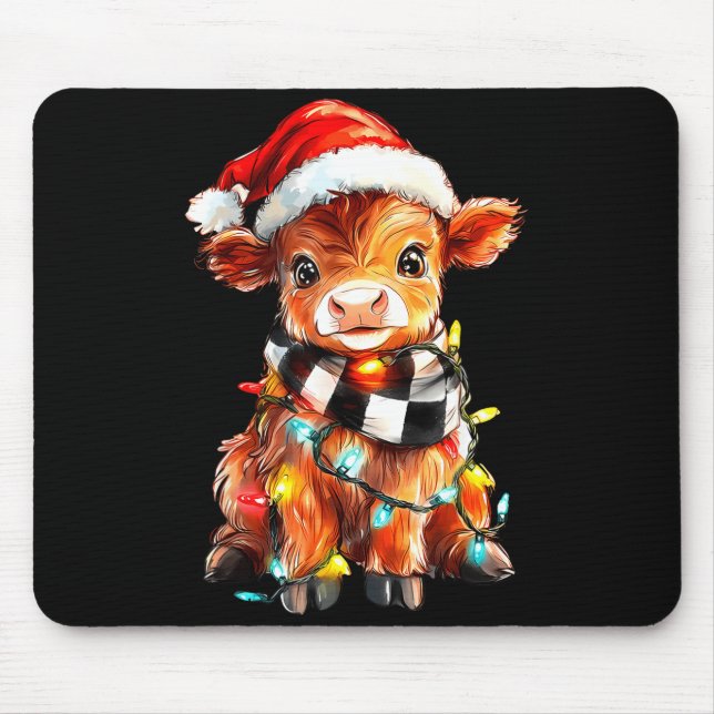 Cute Christmas Baby Highland Cow F Thanksgiving  Mousepad (Vorne)