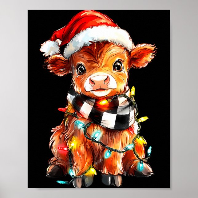 Cute Christmas Baby Highland Cow F Thanksgiving  Poster (Vorne)