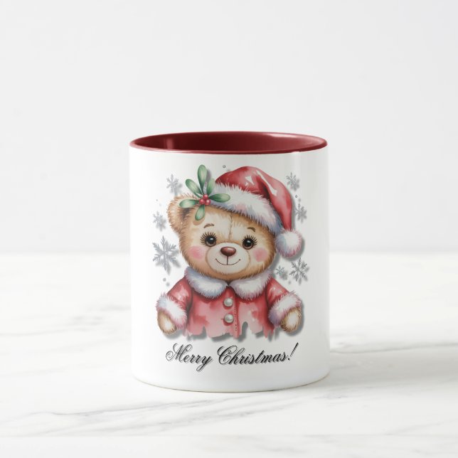 Cute Christmas Bear and Snowflakes Baby Shower  Tasse (Zentrum)