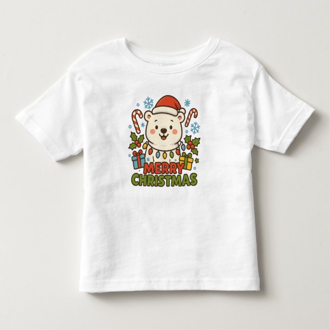 Cute Christmas Bear Illustration Kleinkind T-shirt (Vorderseite)