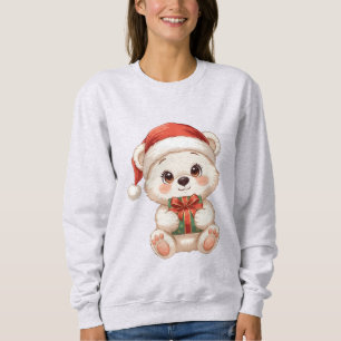 Cute Christmas Bear Illustration Sweatshirt