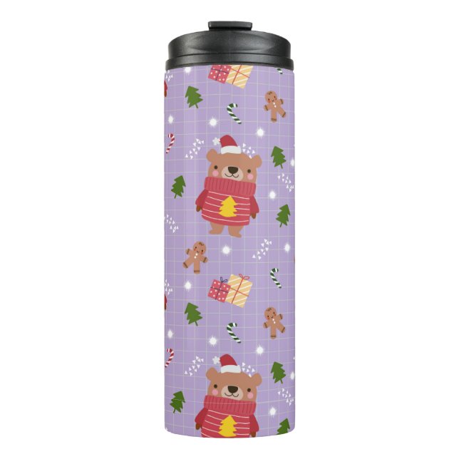 Cute Christmas Bear Pattern | Cozy Holiday Winter  Thermosbecher (Vorderseite)