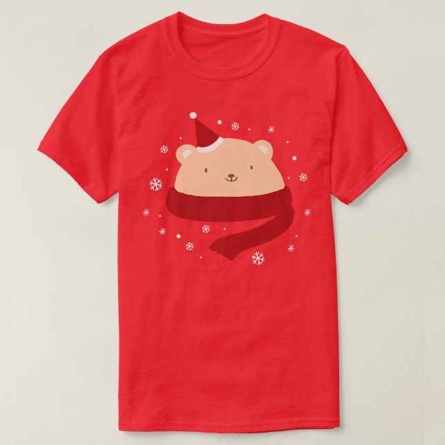 Cute Christmas Bear Winter Snow New Year Premium  T-Shirt (Design vorne)