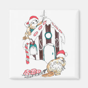 Cute Christmas Beaver Chalet Decorating Designed Magnet