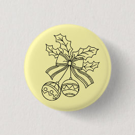 Cute Christmas bell Line Art Button