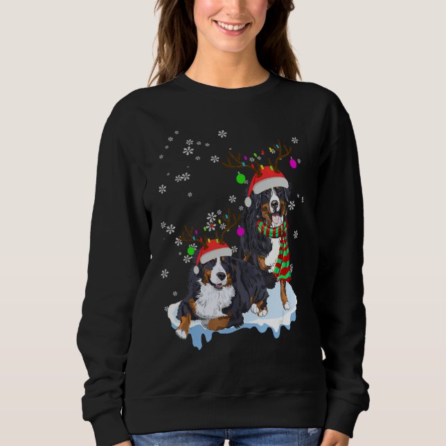 Cute Christmas Bernese Mountain Santa Hats Reindee Sweatshirt (Vorderseite)