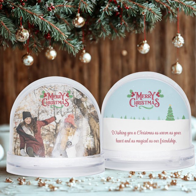 Cute christmas best friends custom photo & message schneekugeln (Von Creator hochgeladen)