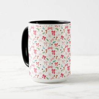 Cute Christmas Bow & Candy Cane Pattern Mug Tasse