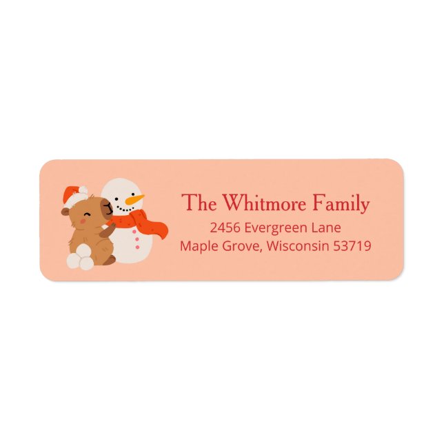 Cute Christmas Capybara Return Address (Vorne)
