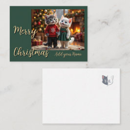 Cute Christmas Card – Tom & Luna Fireplace Scene Mitteilungskarte