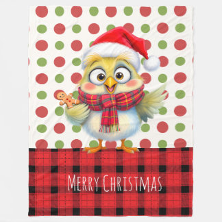 Cute Christmas Cartoon chick. customizable Fleecedecke