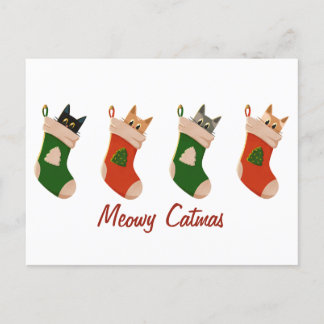 Cute Christmas cat greetings Feiertagspostkarte