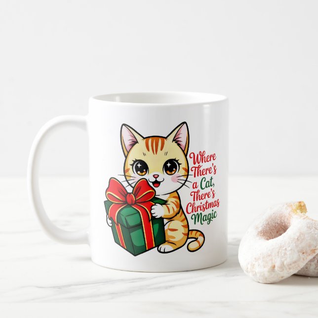  Cute Christmas Cat Holiday Gift for Cat Lovers Kaffeetasse (Mit Donut)