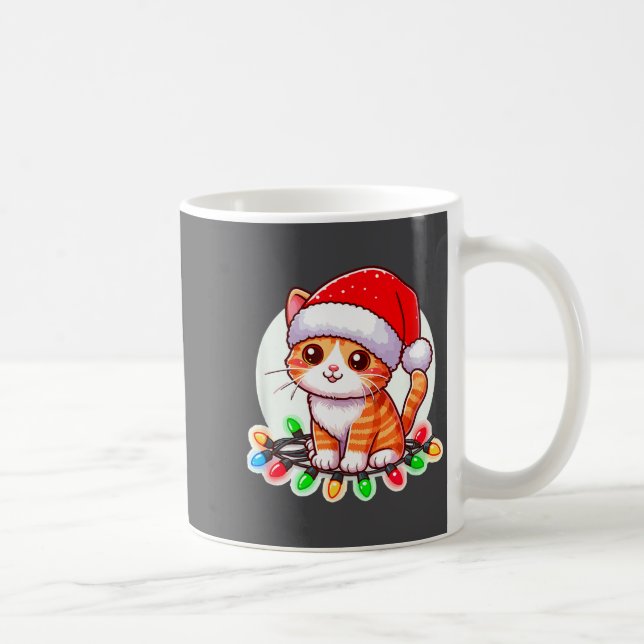 Cute Christmas Cat In Santa Hat  Kaffeetasse (Rechts)