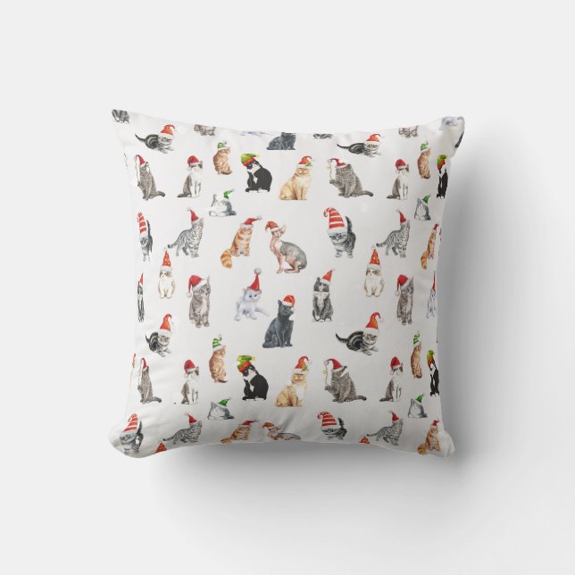 Cute Christmas Cat Pattern Pillow  Kissen (Vorderseite)