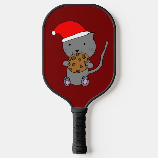 Cute Christmas Cat Pickleball Schläger (Vorderseite)