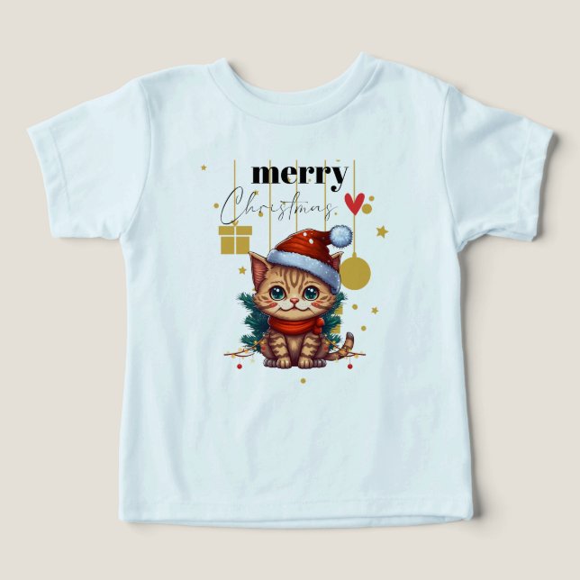 🎅 Cute Christmas Cat with Santa Hat & Christmas (Design Vorderseite)